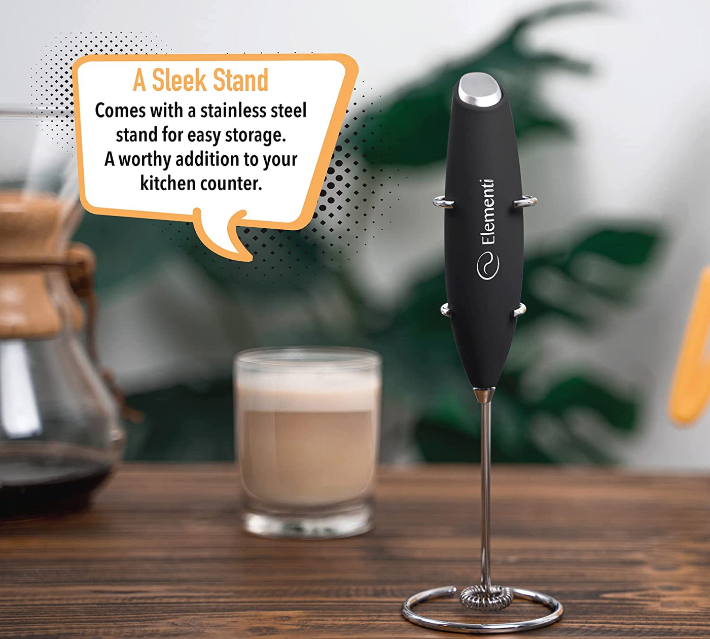 Milk Frother Wand Mixer, Mini Electric Whisk for Coffee