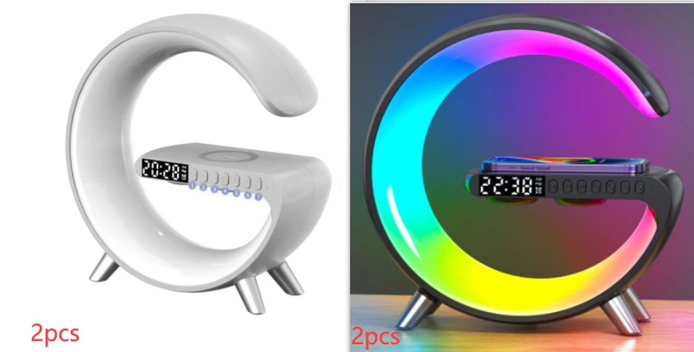 G Shaped LED Lamp Bluetooth Speake Wireless Charger App Control