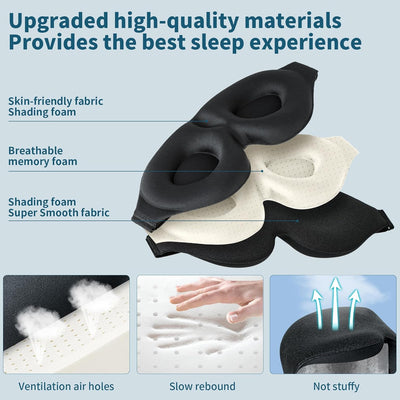 3D Sleep Mask for Side Sleeper, 100% Light Blocking Sleeping Eye Mask