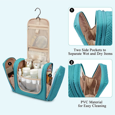 Travel Toiletry Bag for Women, Hanging Bag with Hook Travel Organizer