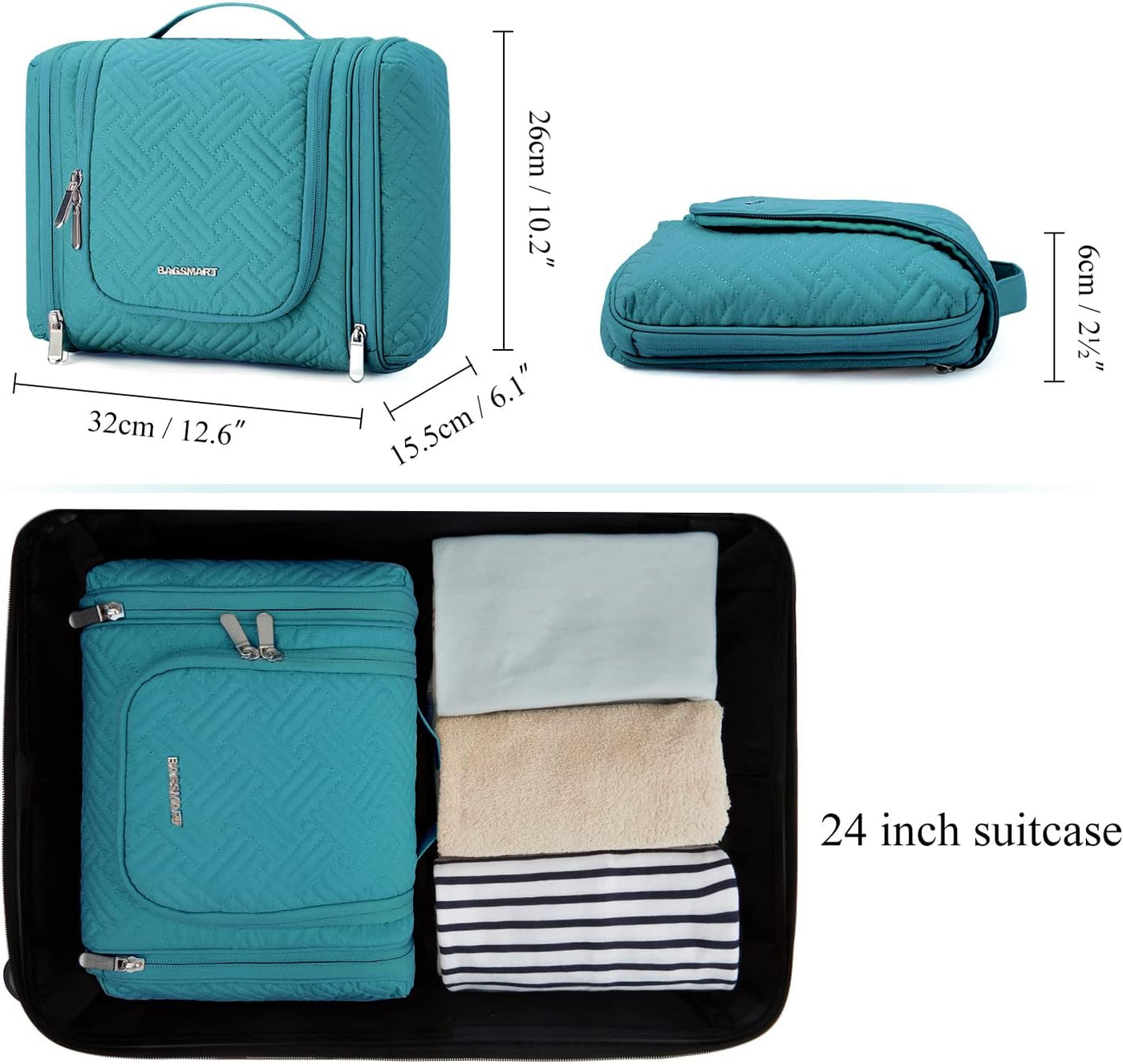 Travel Toiletry Bag for Women, Hanging Bag with Hook Travel Organizer